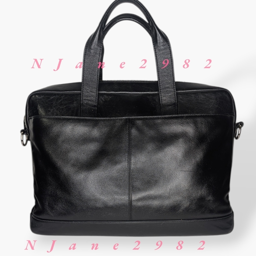Coach Hampton F54801 Black Leather Briefcase Laptop Crossbody Bag Business Tote - Picture 4 of 16